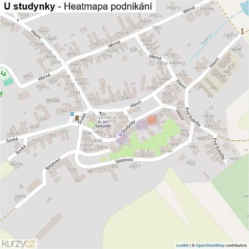 Mapa U studynky - Firmy v ulici.