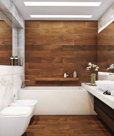 Bílá koupelna (80 fotografií): design se dřevem a jasnými akcenty, barevná kombinace - s červenou, šedou a modrou 