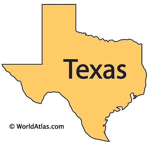 Secondary Outline Map of Texas