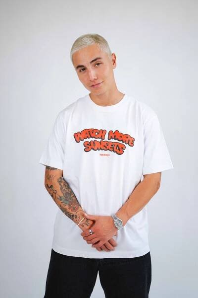 Watch more sunsets tee - White