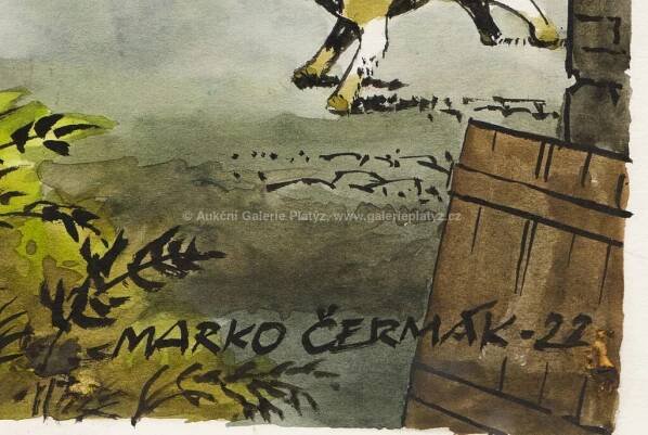 Marko Čermák / Bratrstvo kočičí pracky - kresba - detail aukce « Aukce « Aukční Galerie Platýz