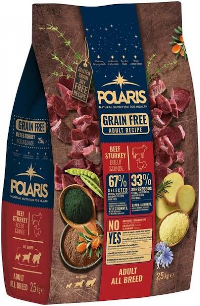 Polaris Adult All Breed bezobilné granule s čerstvým masem s hovězím a krůtím pro psy