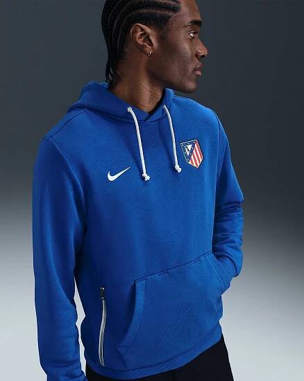 Pánská fotbalová mikina Nike Dri-FIT Atlético Madrid Standard Issue s kapucí - Game Royal/Bílá