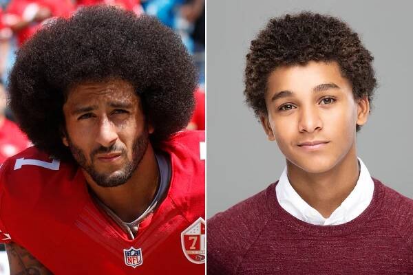 Colin Kaepernick in 2016; actor Jaden Michael