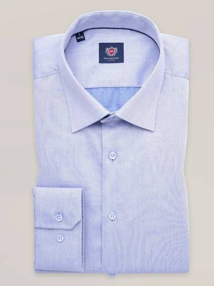 Pánská košile slim fit světle modrá s hladkým vzorem 17598 - Willsoor