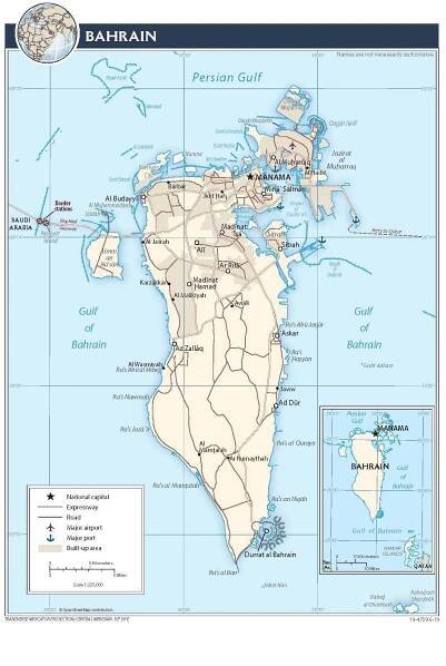 Transportation map of Bahrain.