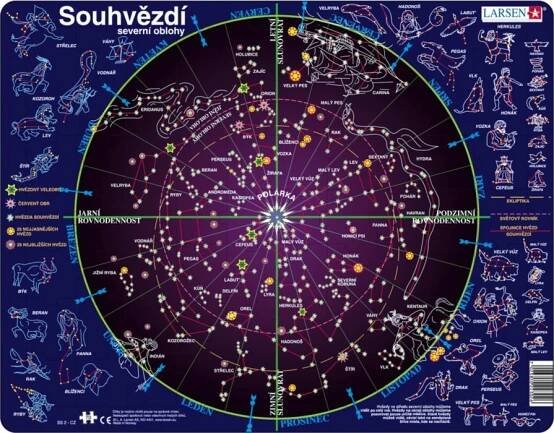 LARSEN Puzzle Mapa hvězdné oblohy 70 dílků