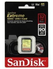 SanDisk Extreme SDHC 32GB 100MB/s Class 10 UHS-I U3 V30 