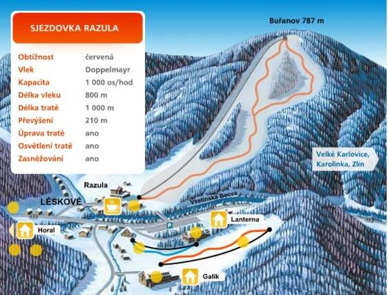 Ski areál Razula - ubytování, počasí, online webkamera, otevírací doba, akce