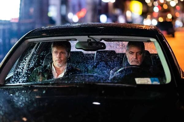 Brad Pitt and George Clooney filming 'Wolfs'