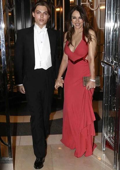 Elizabeth Hurley and Model Son Damian Dress Up for Elegant Night Out in London