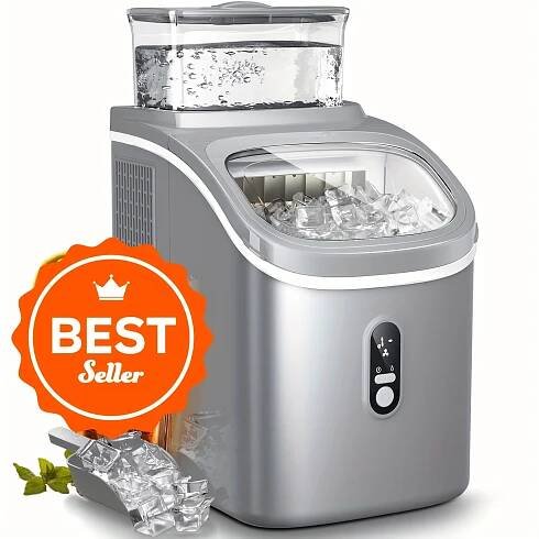 * Portable Ice Maker Machine - 35 lbs Daily, 24 Cubes in 6 *, 2 Ice Sizes with Scoop & Basket, * for Home, Office, Parties