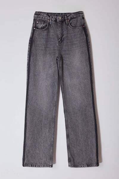 Trendyol Anthracite Color Block Stitch Detail High Waist Wide Leg Jeans