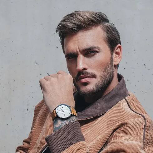 Pánske hodinky - White Sand Stainless Steel Leather Watch Strap Mustard 179,00 €