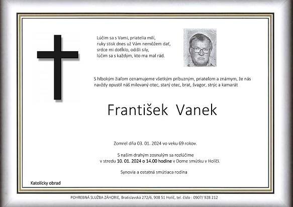 parte František Vanek - Pohrebné služby Holíč