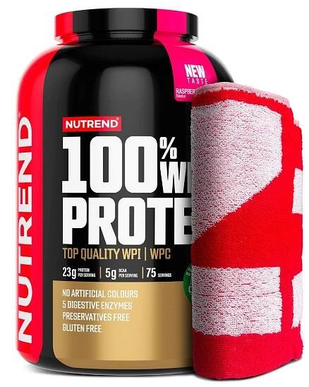 Nutrend 100% Whey Protein malina dárková sada 2250 g + ručník