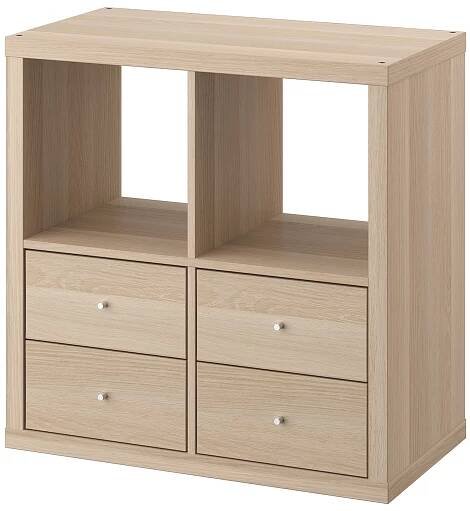 KALLAX policový díl, se 4 zásuvkami/vz. bíle moř. dub, 77x77 cm - IKEA
