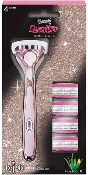 7001143Z Wilkinson Quattro for Women Rose Gold 4 s + Razor