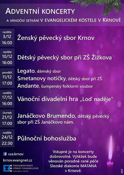 Adventní a vánoční setkání 2023 – Evangelická církev v Krnově