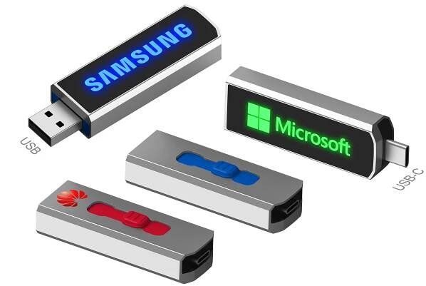 KOVOVÝ USB 2.0 / 3.0 FLASH DISK S LED LOGEM 
A USB-C (Type-C) KONEKTOREM