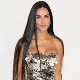 Demi Moore Stuns in Cold Shoulder Top With Pup Pilaf as Adorable Fashion Accessory