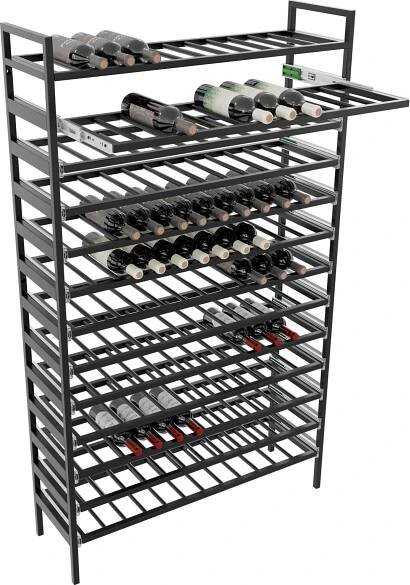MetaloPro Regál na Víno Amarone – Černý Kovový Stojan na 156 Lahví, Rozšiřitelný Design, Ideální do Kuchyně, Sklepa nebo Baru – 170x100x30cm