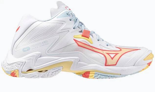 Dámské volejbalové boty Mizuno Wave Lightning Z8 Mid white/calypso coral/pale banana