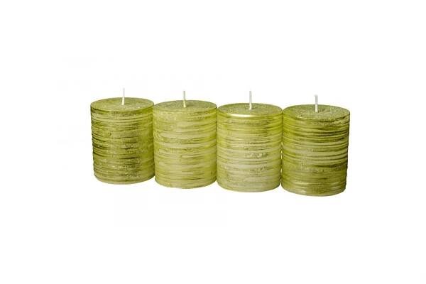Svíčka adventní Harmony 60x70 mm - zelená (4ks) rustik