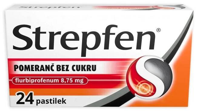 Strepfen Pomeranč bez cukru 8,75 mg 24 pastilek