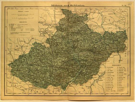 TĚŠÍNSKÉ SLEZSKO. Mapa Těšínského Slezska a Moravy, do roku 1938