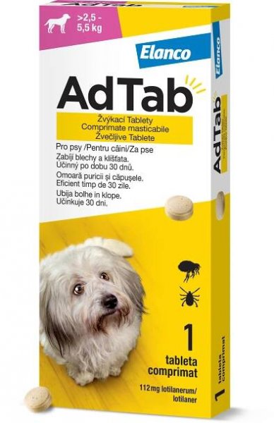 AdTab 112 mg žvýkací tableta pro psy (2,5–5,5 kg) 1 ks