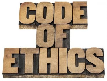 Etický kodex - izolované text v knihtisk dřeva typu tiskových štočků — Stock obrázek