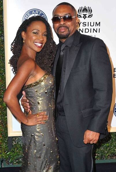 Shanola Hampton (L) and Daren Dukes attend Stevie Wonder's HEAVEN 10th Anniversary celebration presented by The Art of Elysium at Red Studios