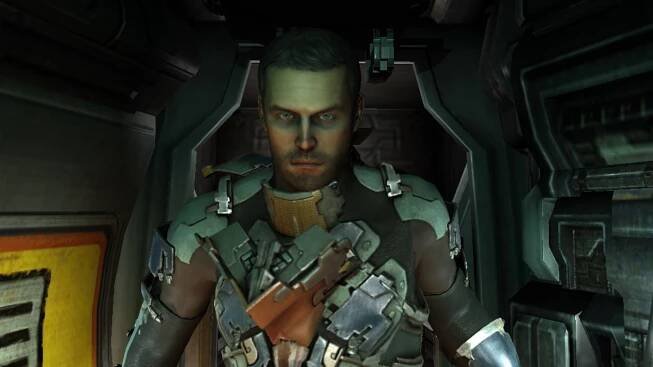 Issac Clarke in Dead Space 2 with his helmet removed and face facing the camera.
