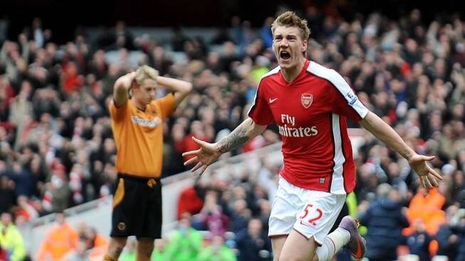 Nicklas Bendtner se raduje po jednom ze svých 24 gólů, které vstřelil za londýnský Arsenal. 