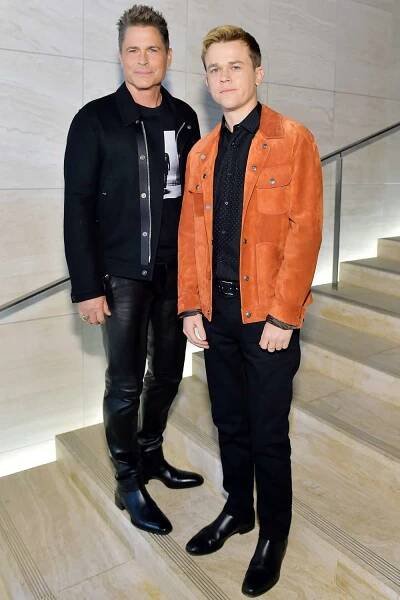 Rob Lowe and John Owen Lowe attend Tom Ford: Autumn/Winter 2020 Runway Show at Milk Studios on February 07, 2020