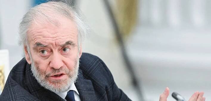 FILE - Valery Gergiev, Russian conductor, Artistic and General Director of the Mariinsky Theatre, General Director of the Bolshoi Theatre, attends a meeting of the board of trustees of Bolshoi and Mariinsky theatres with Russian President Vladimir Putin at the Kremlin Senate in Moscow, Russia, Tuesday, May 13, 2025. (Sergei Bobylev, Sputnik, Kremlin Pool Photo via AP, file)