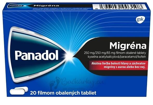 Panadol Migréna tbl flm 250 mg/250 mg/65 mg 1x20 ks - Bačkůrky.eu