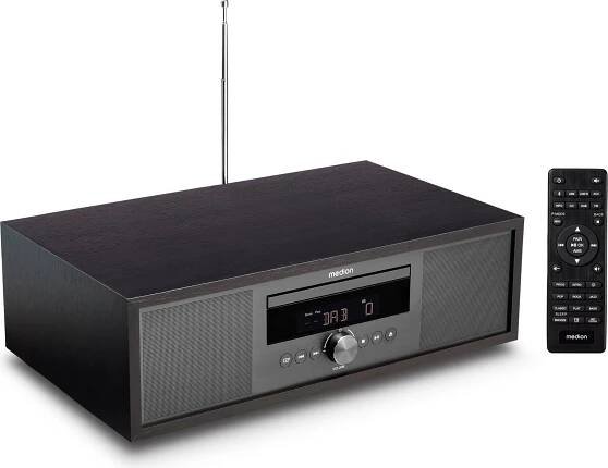 Rádio MEDION DAB s Bluetooth a CD přehrávačem (kompaktní stereo systém, hudební systém FM rádio, USB MP3, budík, funkce automatického spánku, P64145) Antracitová barva