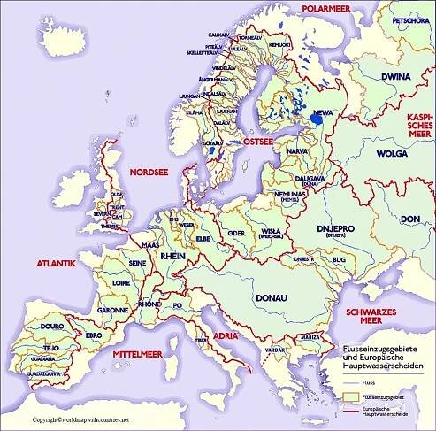 4 Free Labeled Map of Europe Rivers In PDF