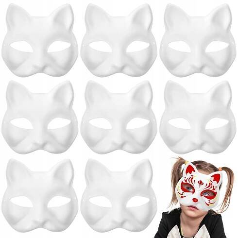 15 x MASKA NA OBLIČEJ PRO KOČKY THERIAN COSPLAY PRO MALOVÁNÍ DIY BÍLÝ PAPÍR