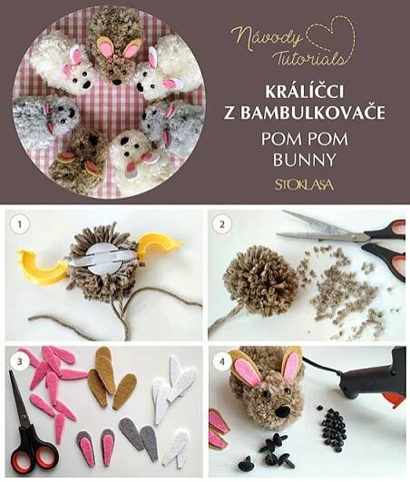 the instructions for how to make an adorable stuffed animal from pom pom bunny
