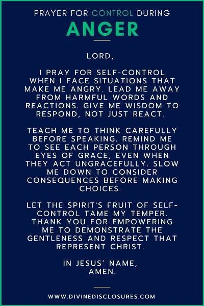 A Prayer For Anger Control
