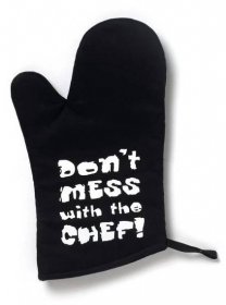 Černá bavlněná kuchyňská rukavice Cooksmart ® Don't Mess With The Chef