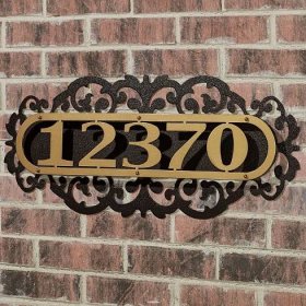 LaRoyal House Number Wall Address Sign in Gold and Black
