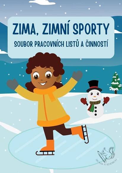 a girl is skating in the snow with a snowman behind her and a sign that says zma, zmini sporty