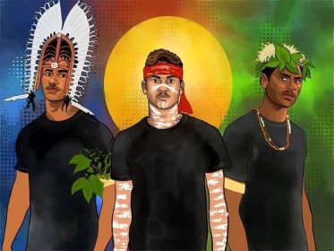 'Three Cultures’ Piece acknowledging Dylan Mooney'ss Torres Strait, Aboriginal & Australian South Sea Island heritage