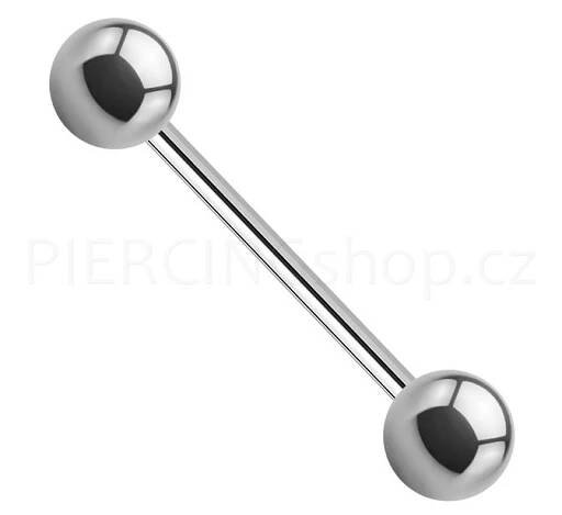 Piercing činka jazyka bradavky - klasická činka 1.2 mm s kuličkami
