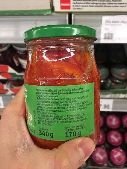 Podrobné informace o potravině Paprika červená řezaná v nálevu