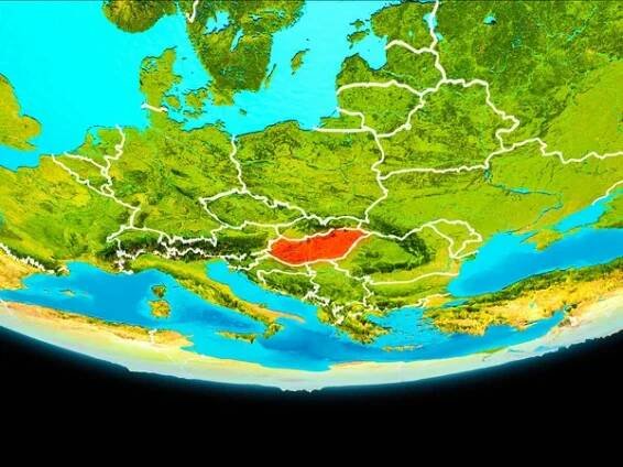 Satelitní pohled z Maďarska — Stock obrázek